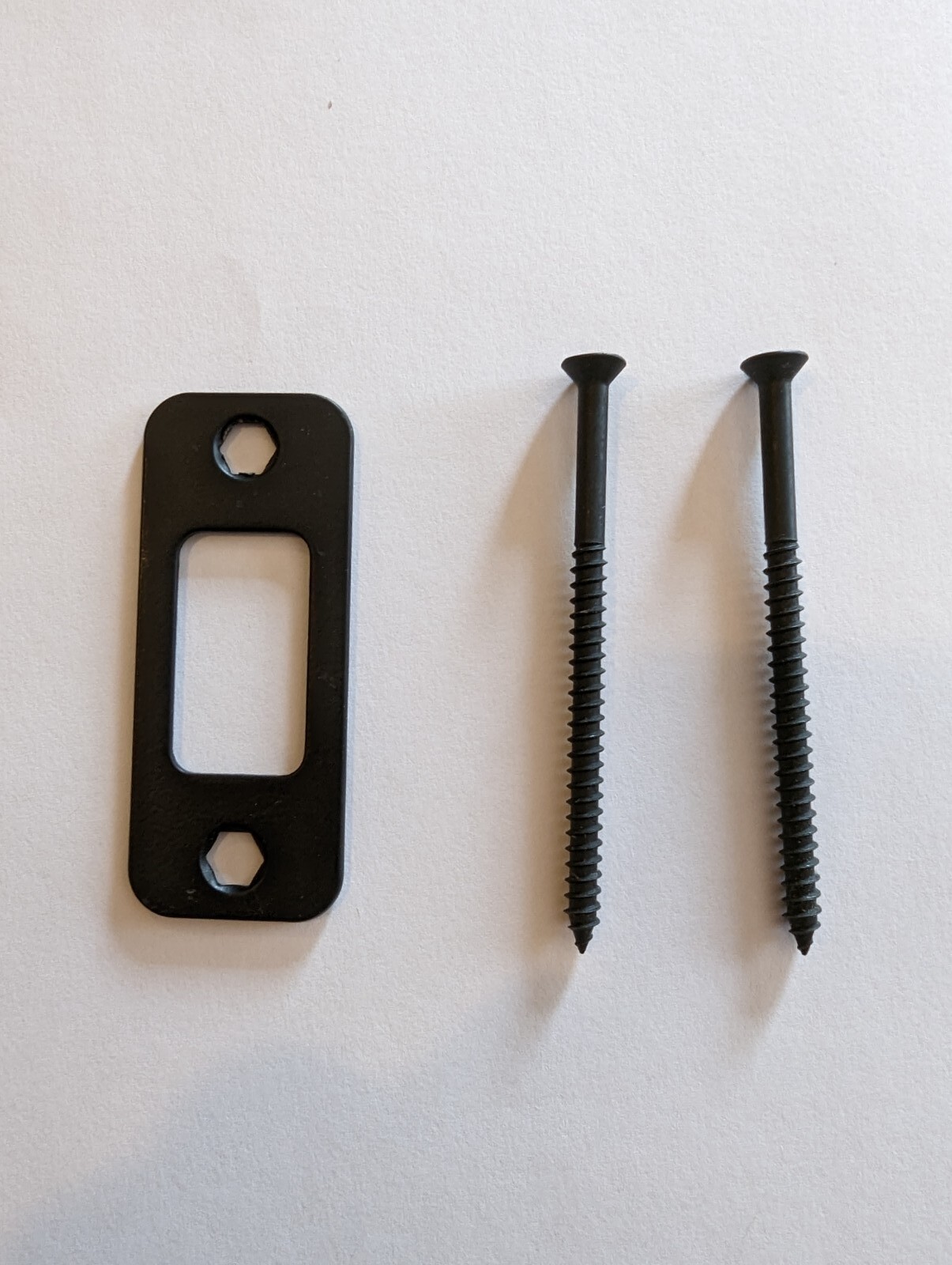 NEW SCHLAGE DEADBOLT REINFORCER STRIKE PLATE (3" SCREWS)  1-1/8" X 2-3/4" BLACK