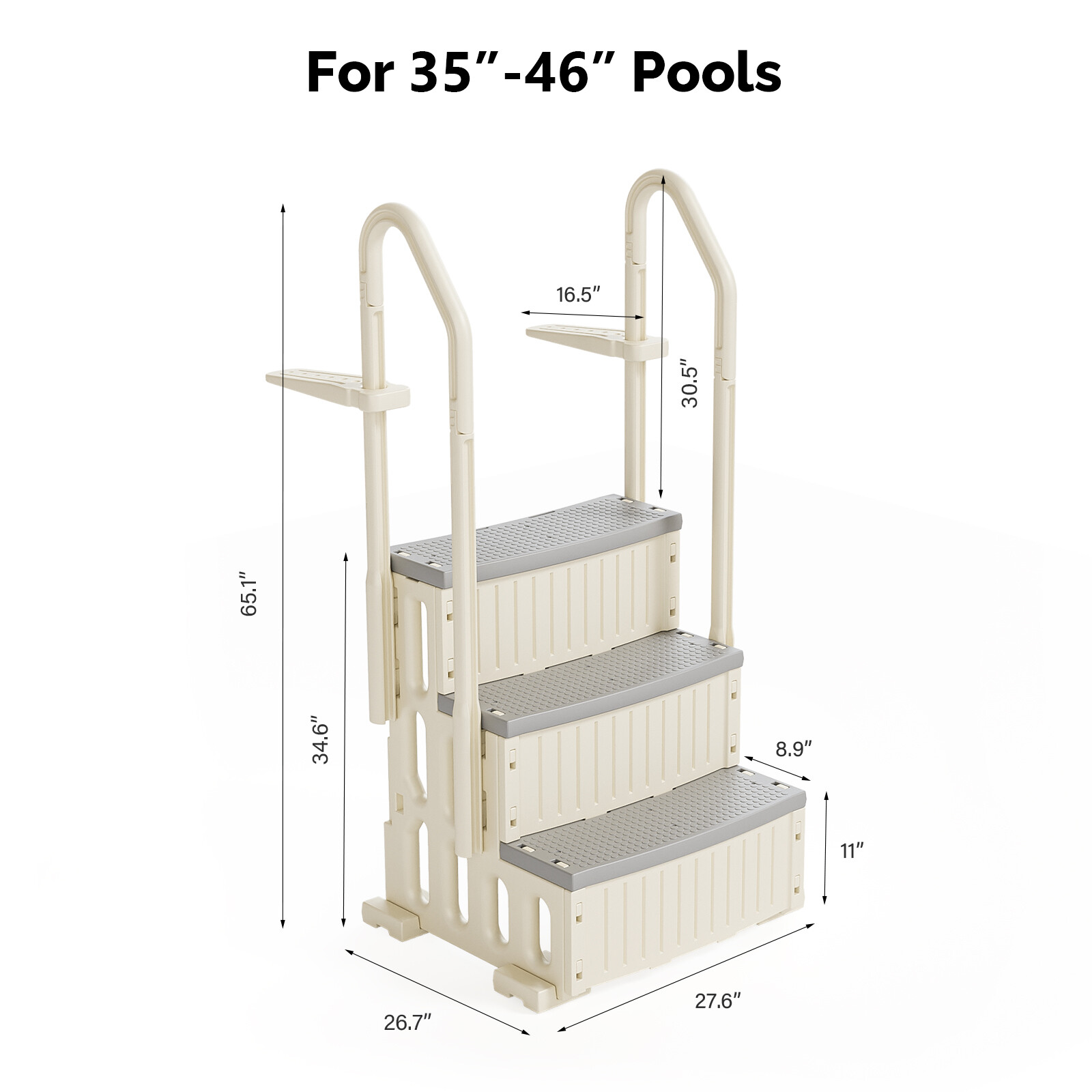 3-Step Pool Ladder Heavy-Duty Safety Step Above Ground Pool Stair with Handrails