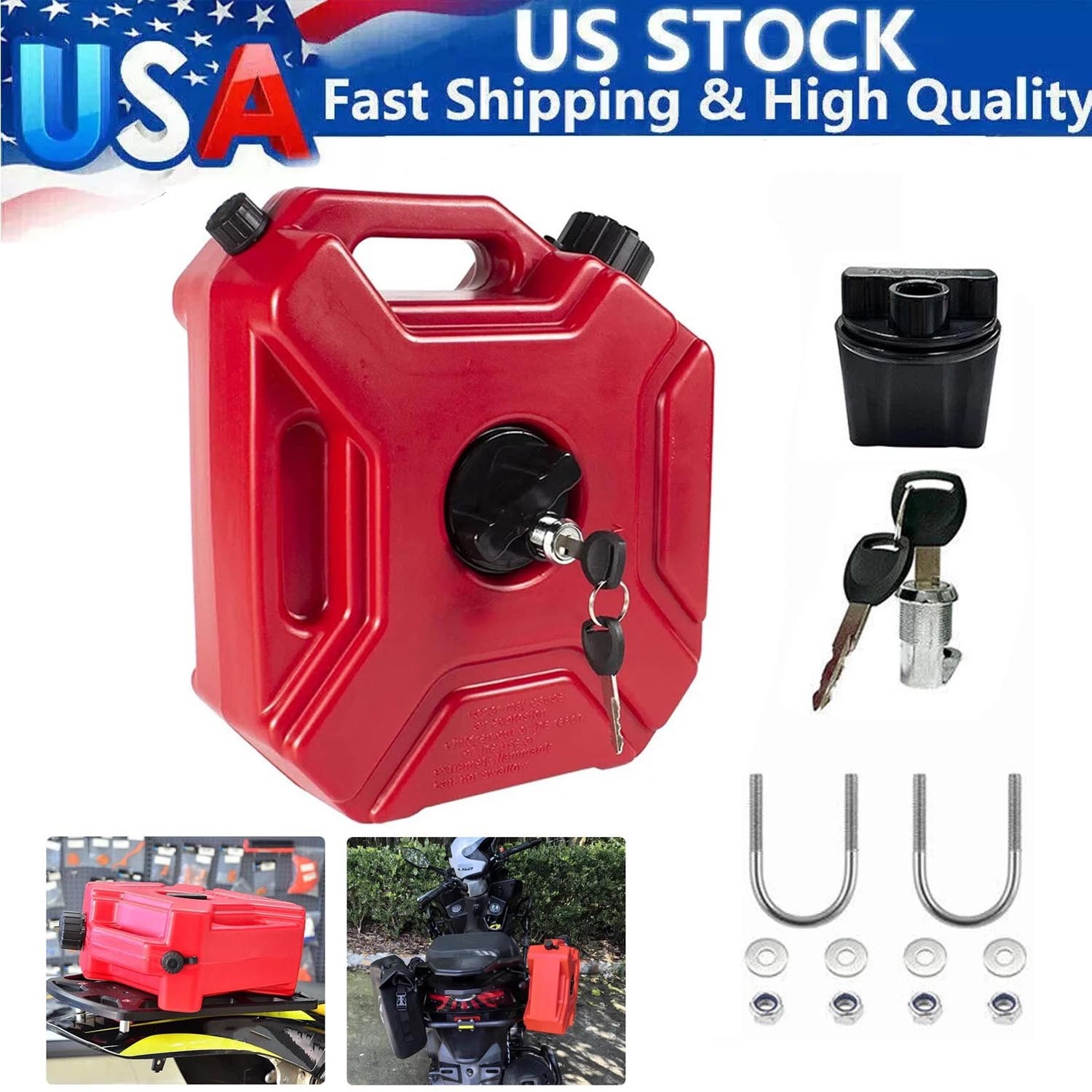 2 Pack 5L Gas Fuel Tank Gas Can Oil Storage Can For ATV UTV Motorcycle Car SUV