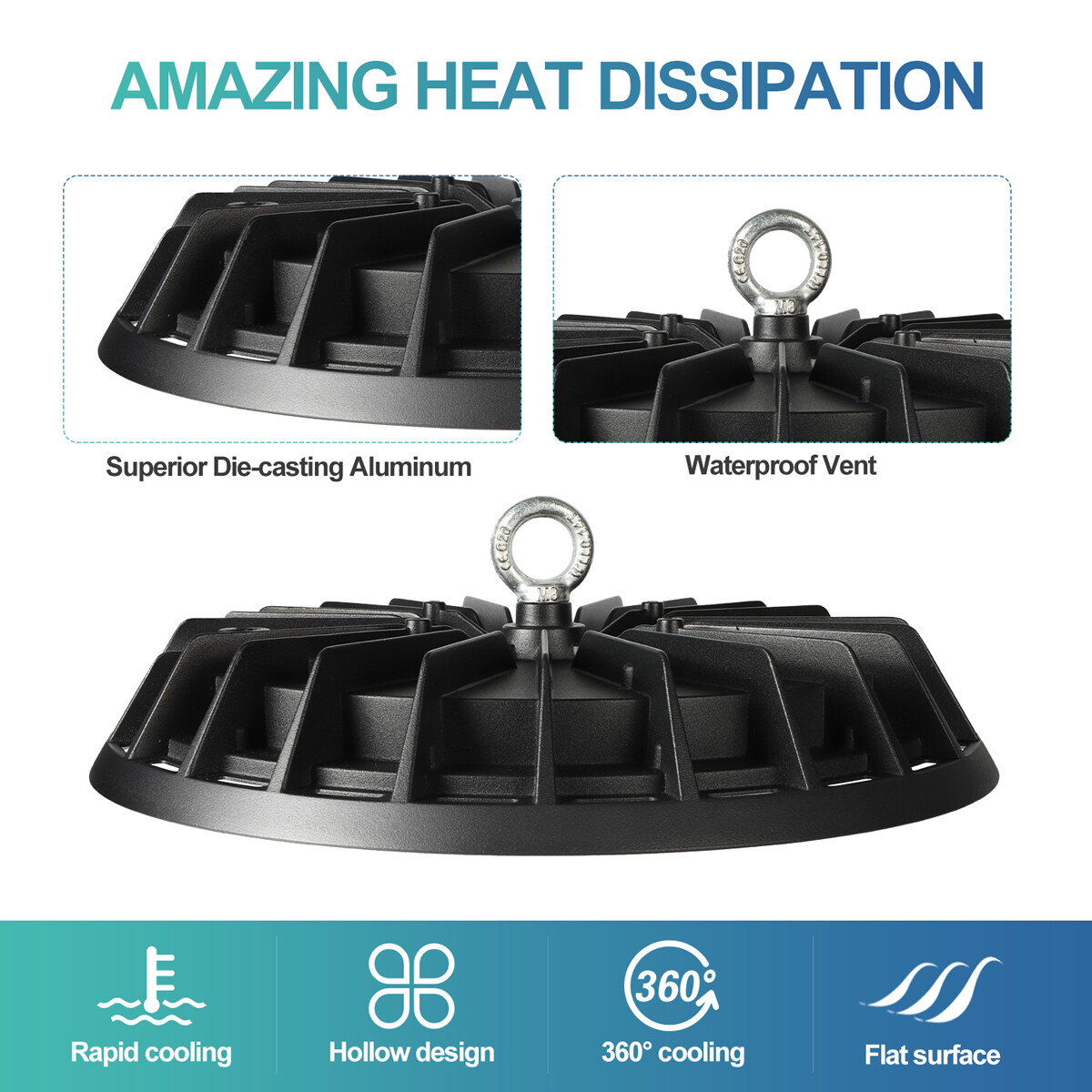 4Pcs 500W UFO Led High Bay Light 5000K Commercial Industrial Gym Led Shop Light