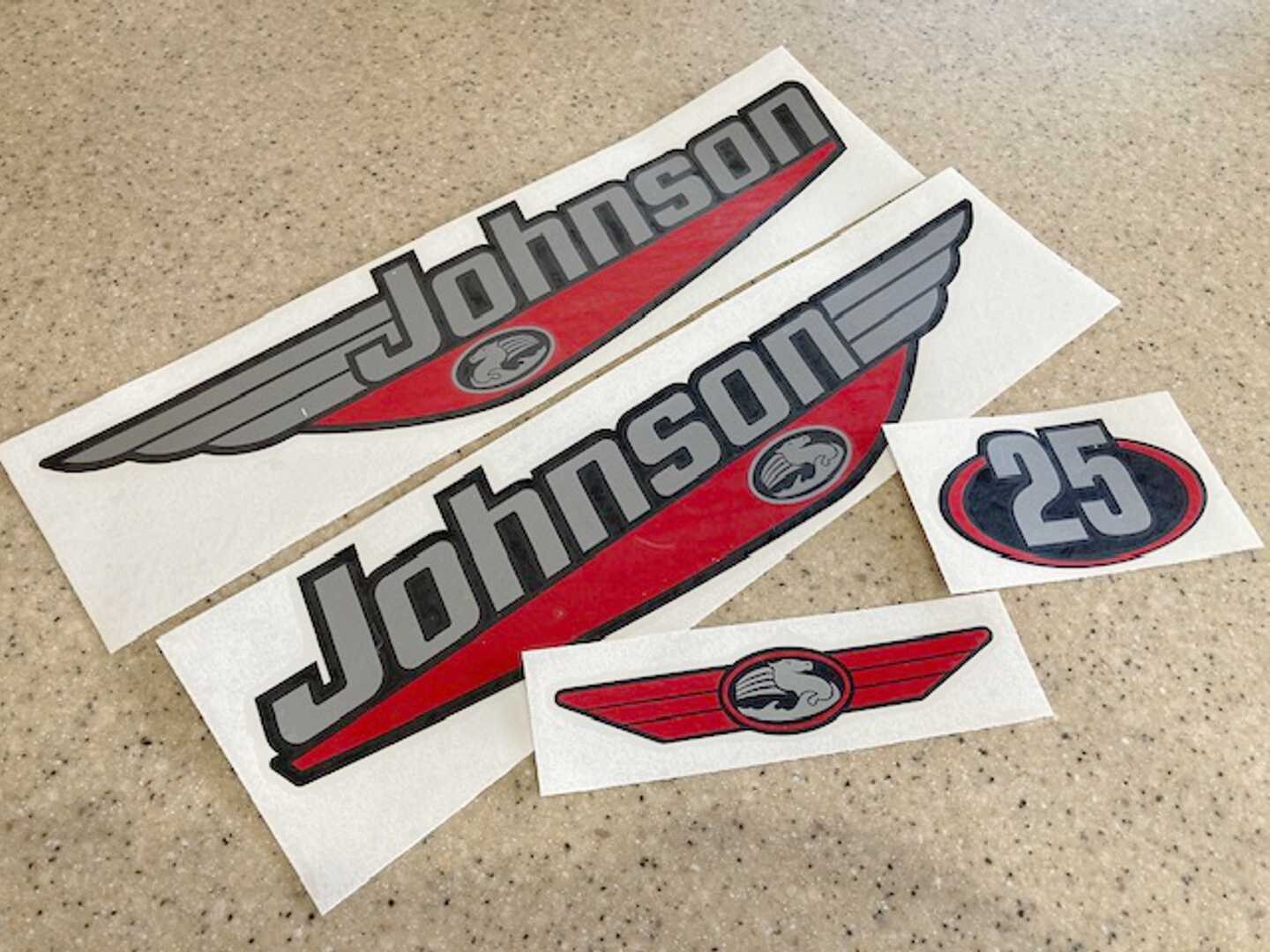 Johnson Sea Horse 25 HP Vintage Outboard Motor Decals + FREE Shipping!