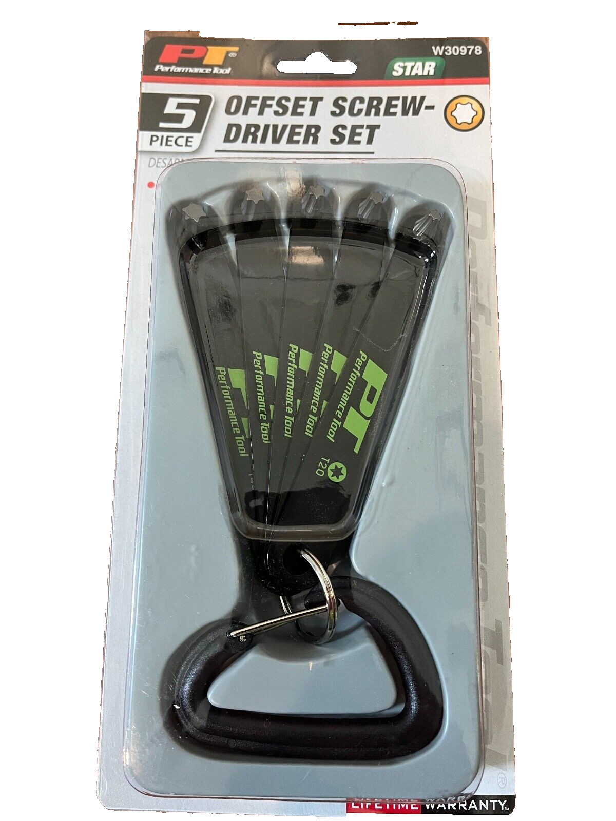 Performance Tool Offset Torx Star Keydriver Bit set % pcs. T20,T25,T27,T30,T40