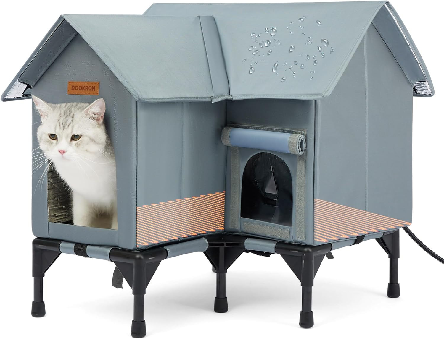 Outdoor Cat House Weatherproof, Heated Cat House for Outside, Insulated Outdoor