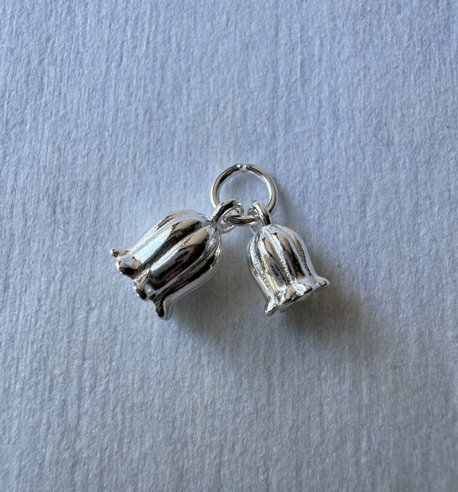 Sterling Silver Lily Of The Valley 925 Set Of 2 Charms 3D Bracelet Stamped New