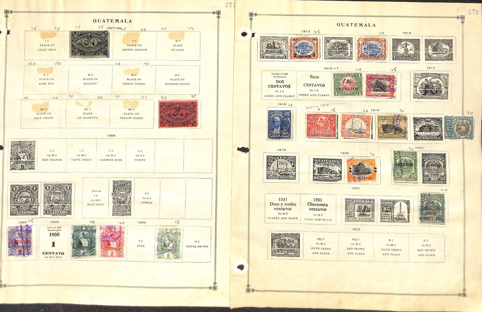 Guatemala Stamp Collection on 50 Scott International Pages, 1871..1986 (BB)