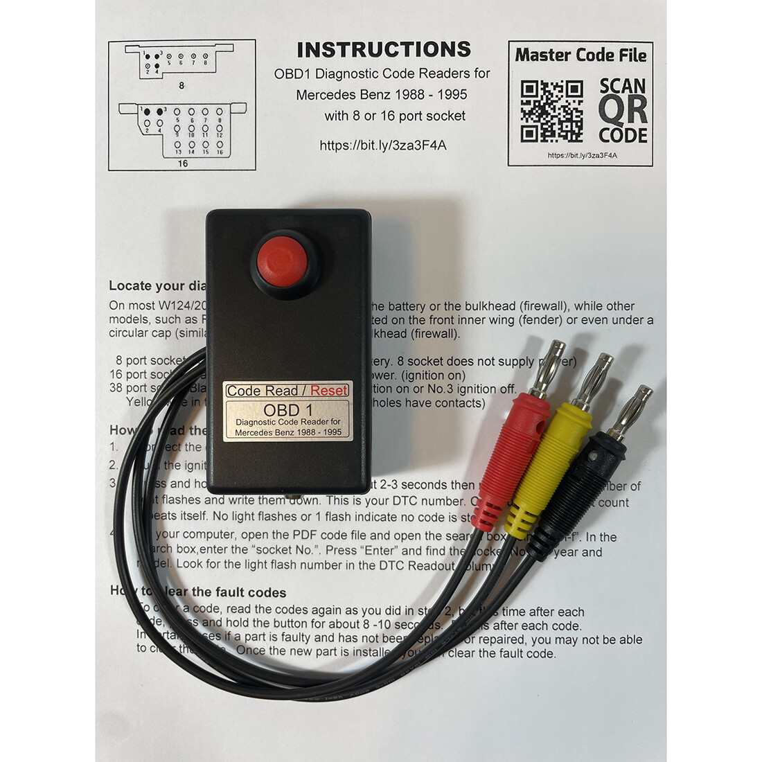 OBD1 Diagnostic code reader for Mercedes cars with the 8 or 16 Port
