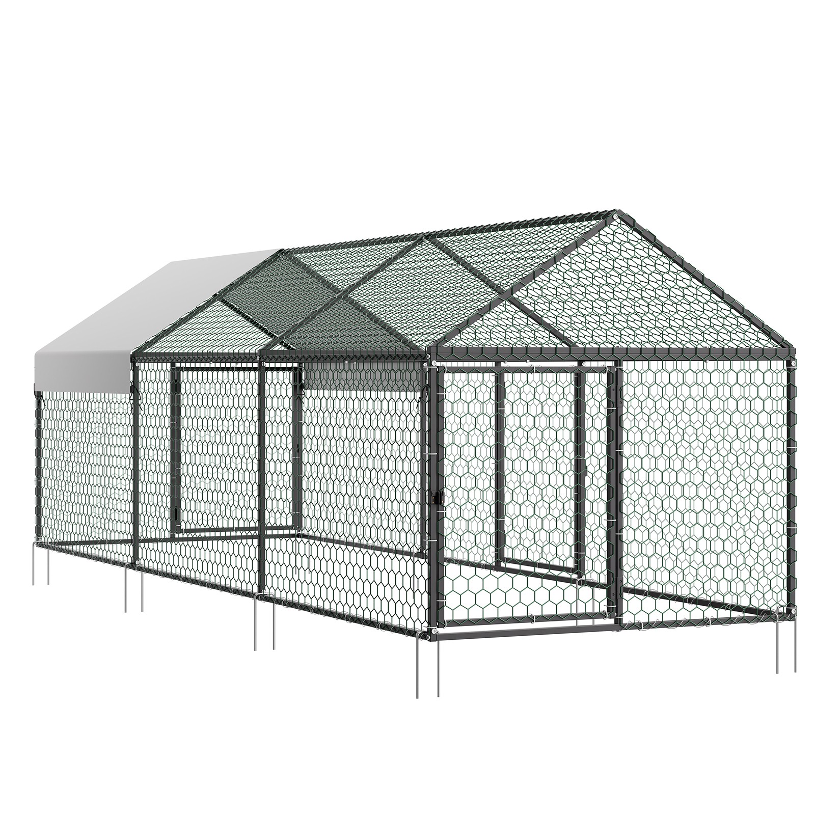 Uimoso Metal Chicken Coop with Cover for 6-8 Chickens,3.3x9.8x3.3ft Poultry Cage