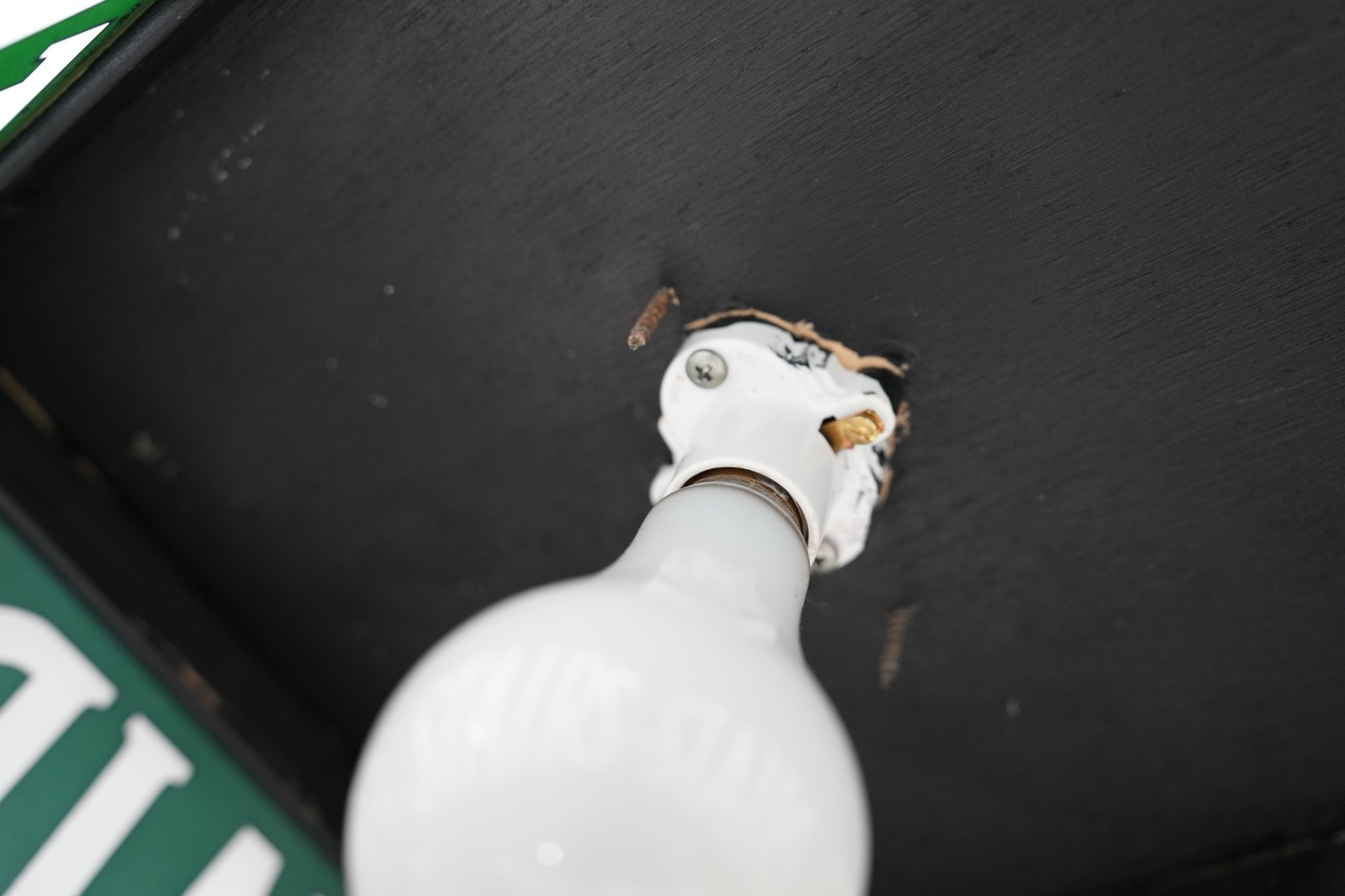 Vintage Stairs Lighted Sign Reverse Painted Glass Green Exit Light Stairway