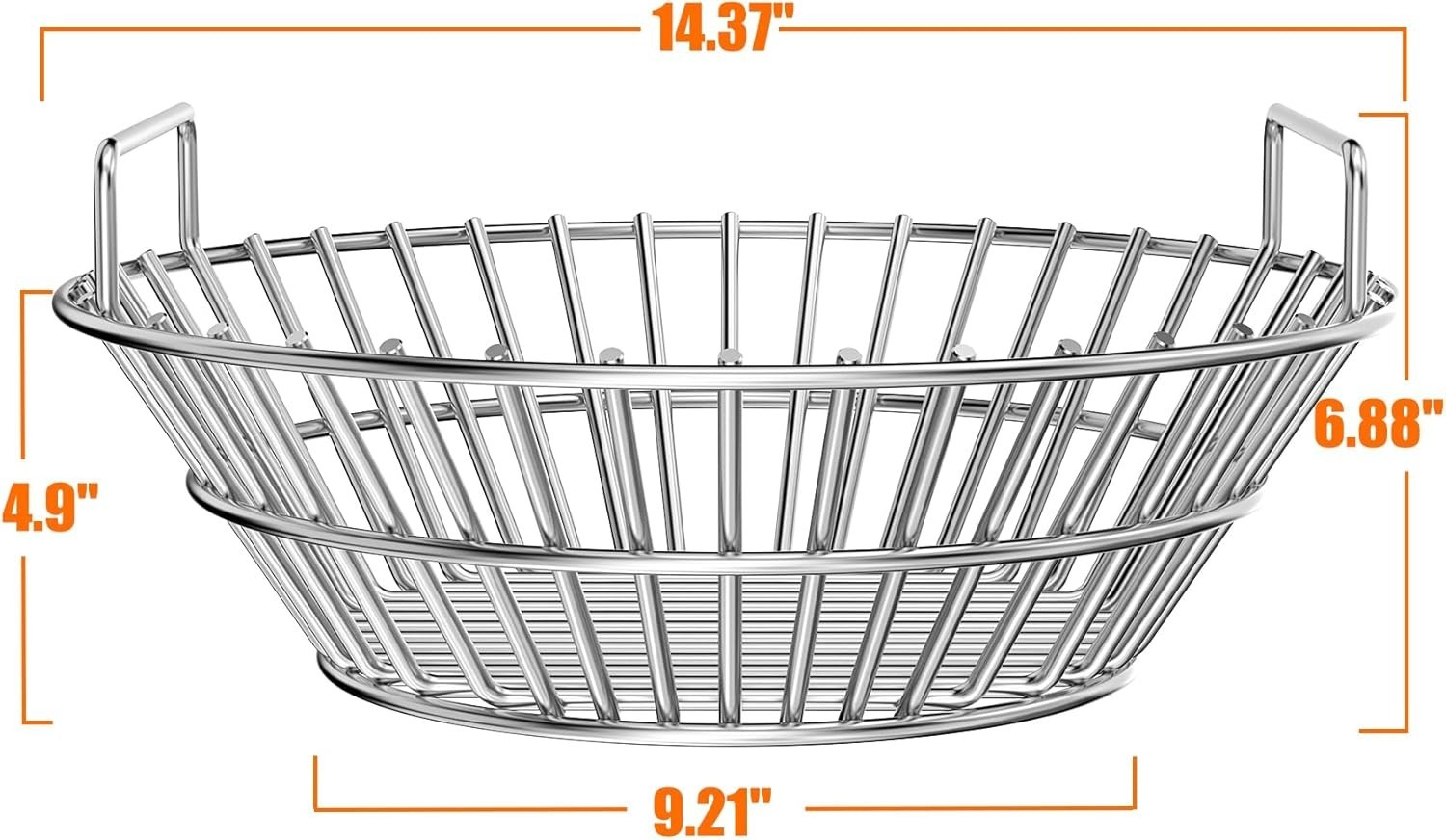 Charcoal Ash Basket, Stainless Steel Charcoal Holder with Handles, Grilling A...