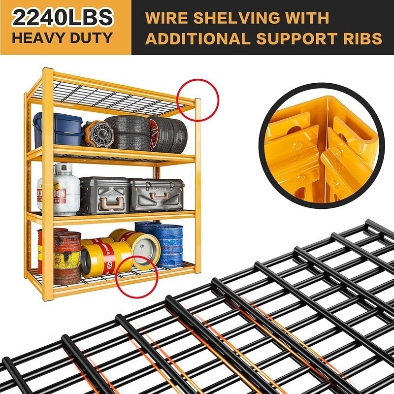 Heavy Duty Garage Shelving 2240LBS Metal Storage Shelves 4 Tier Organizer Rack