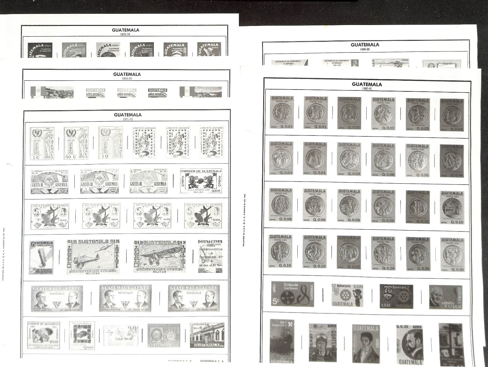 Guatemala Stamp Collection on 25 Harris Pages, 1902-1986 (BH)