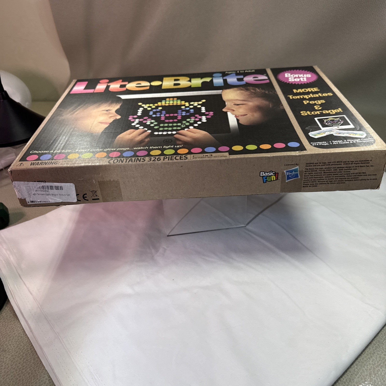 Basic Fun LITE Brite Magic Screen Light Bright 326 Pieces Bonus Set Opened Box
