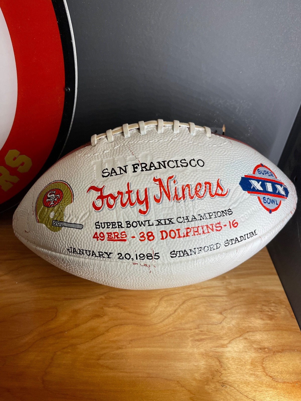 1985 Super Bowl XIX Football 49ers Dolphins game ball