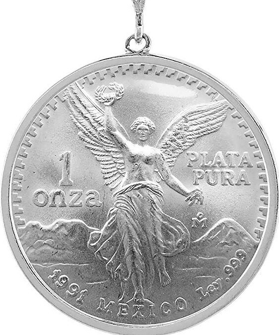 Sterling Silver 1 Onza Plata Libertad Bezel 36 mm Coins Prong Back Square Edge