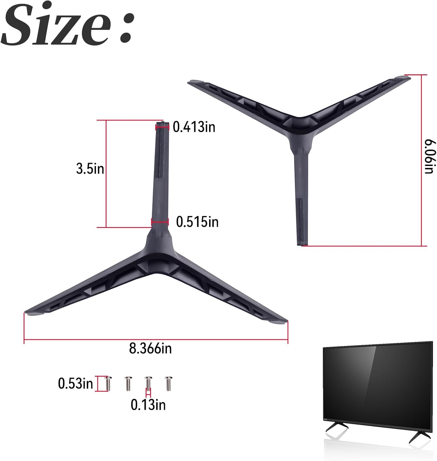 Black TV Base Stand Legs Feets w/ Screw For VIZIO TV V405-H19 D40F-G9 40" Class