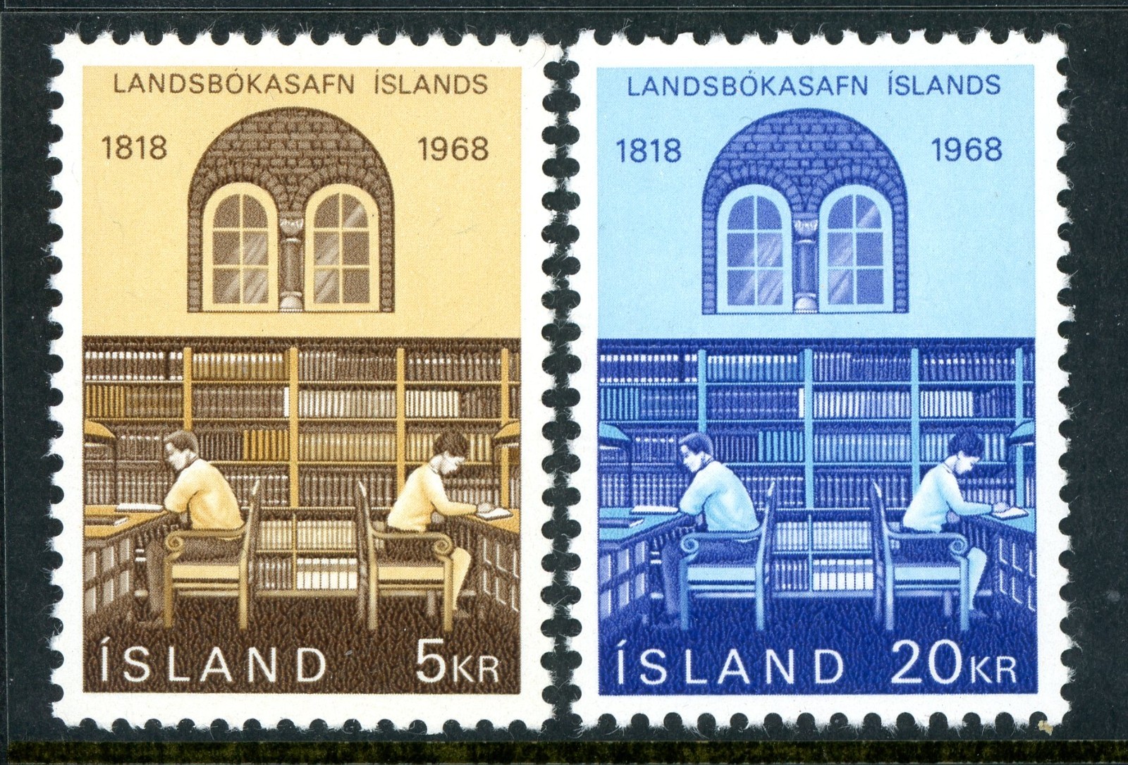 Iceland 1968 Library Sesquicentennial Set Scott #400-401 Mint Non Hinged T68