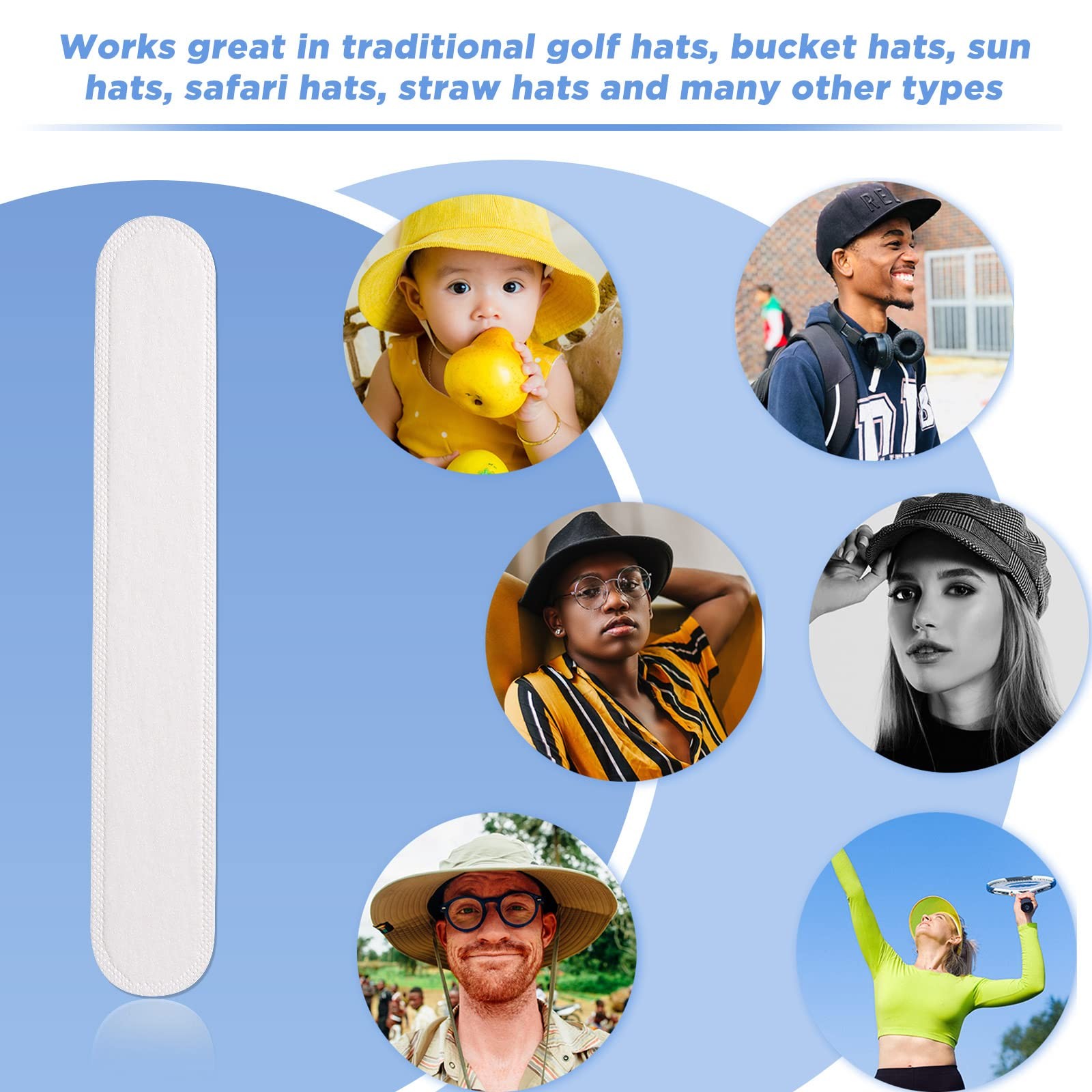 Gejoy Hat Sweat Liner 30 Pcs Protector 12.6 x 1.57 inch, White