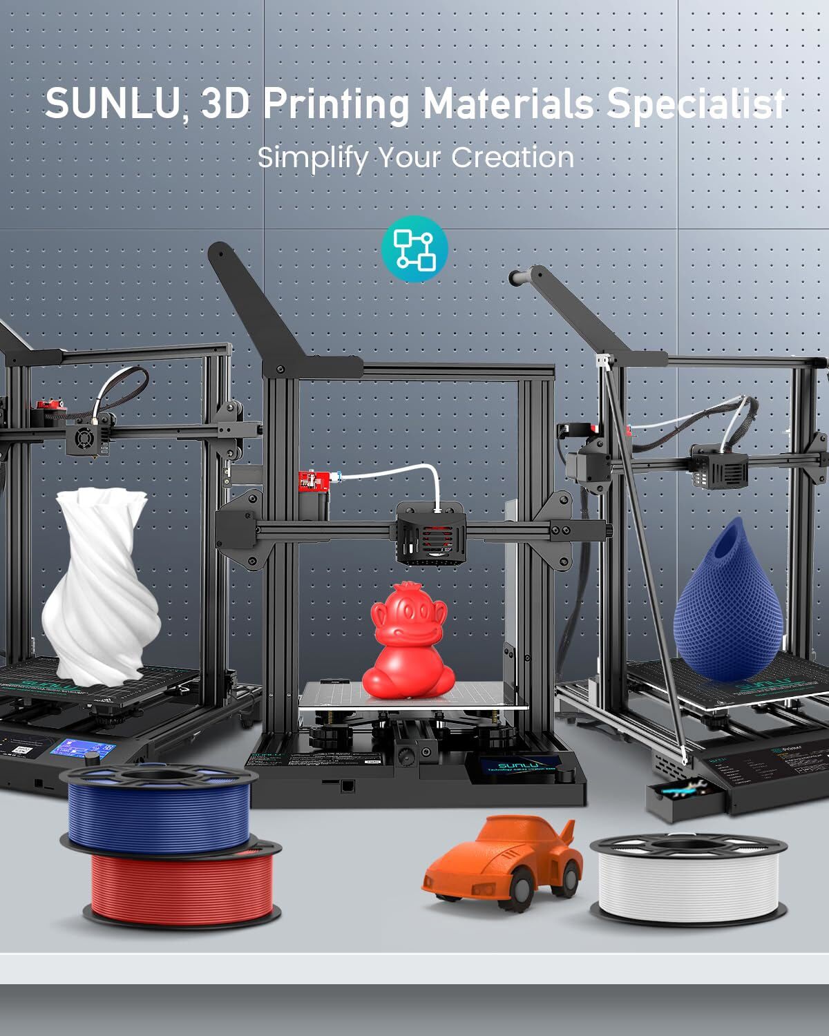 SUNLU 10KG PETG 3D Printer Filament 1.75mm PETG 1KG/ROLL +/-0.02mm Multicolor