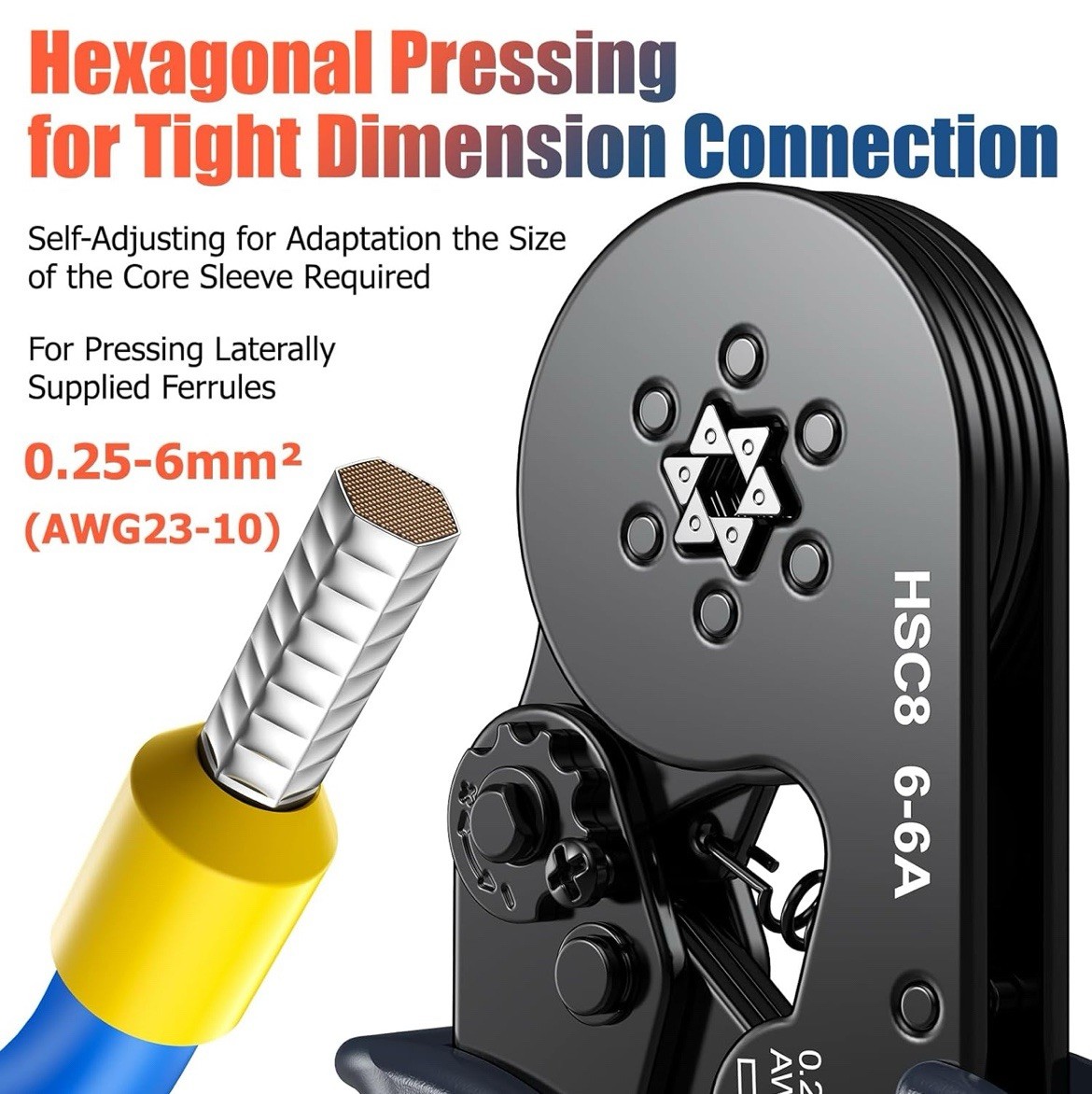Preciva Ferrule Crimping Tool Kit with 1900PCS Wire Connectors, Hexagonal AWG23-