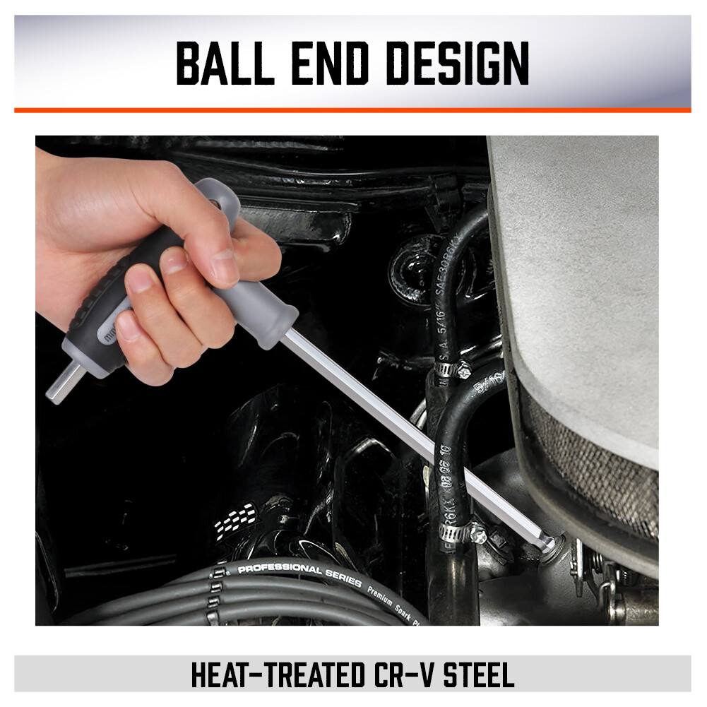 SAE & Metric T Handle Allen Wrench Ball End Hex Key Set w/Storage Stand Long Arm