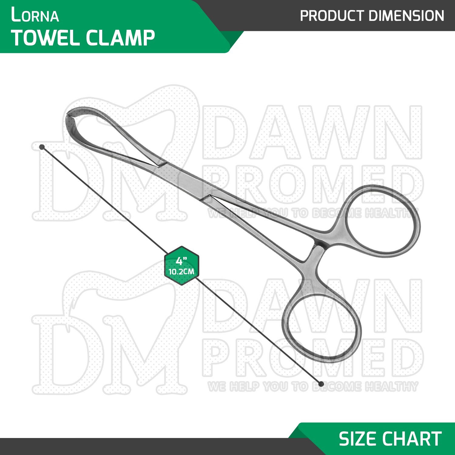 4 Pcs Lorna Towel Clamps Non-Perforating 3.5" 4" 4.5" 5.25" Surgical Forceps Set