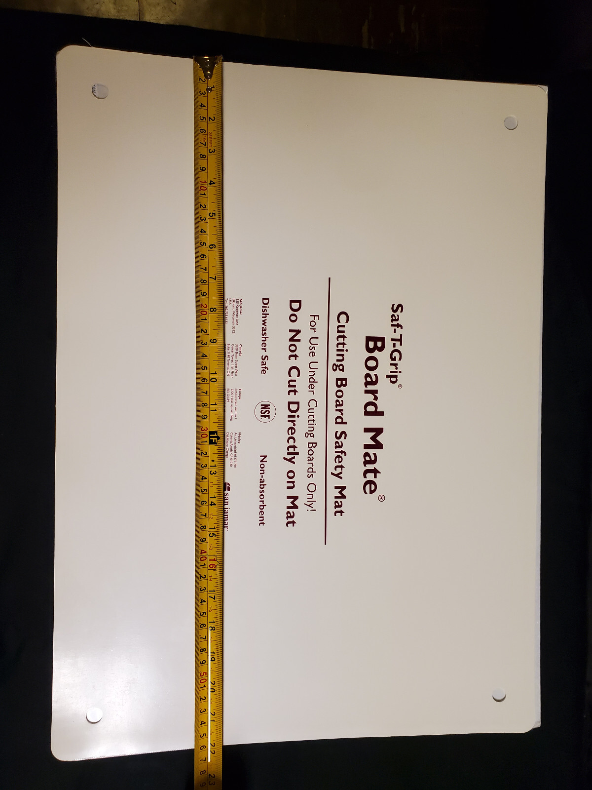 San Jamar CBM1622 Saf-T-Grip Board-Mate 22" x 16" White Cutting Board Mat