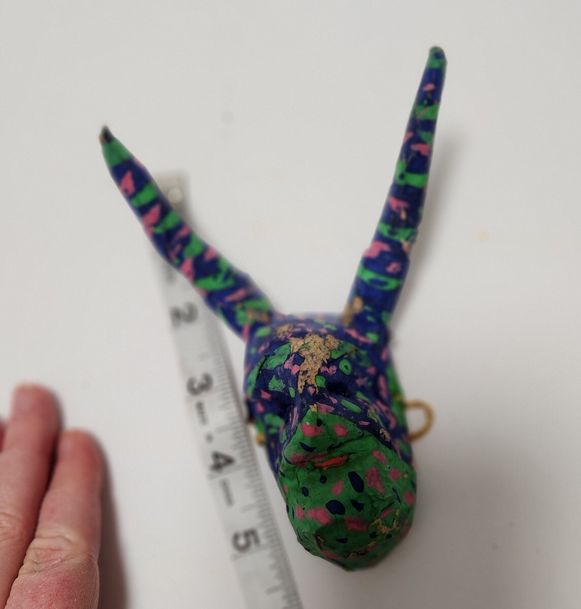 Vintage Artist Made Hand Made Paper Mache Mask Mexico Folk Art