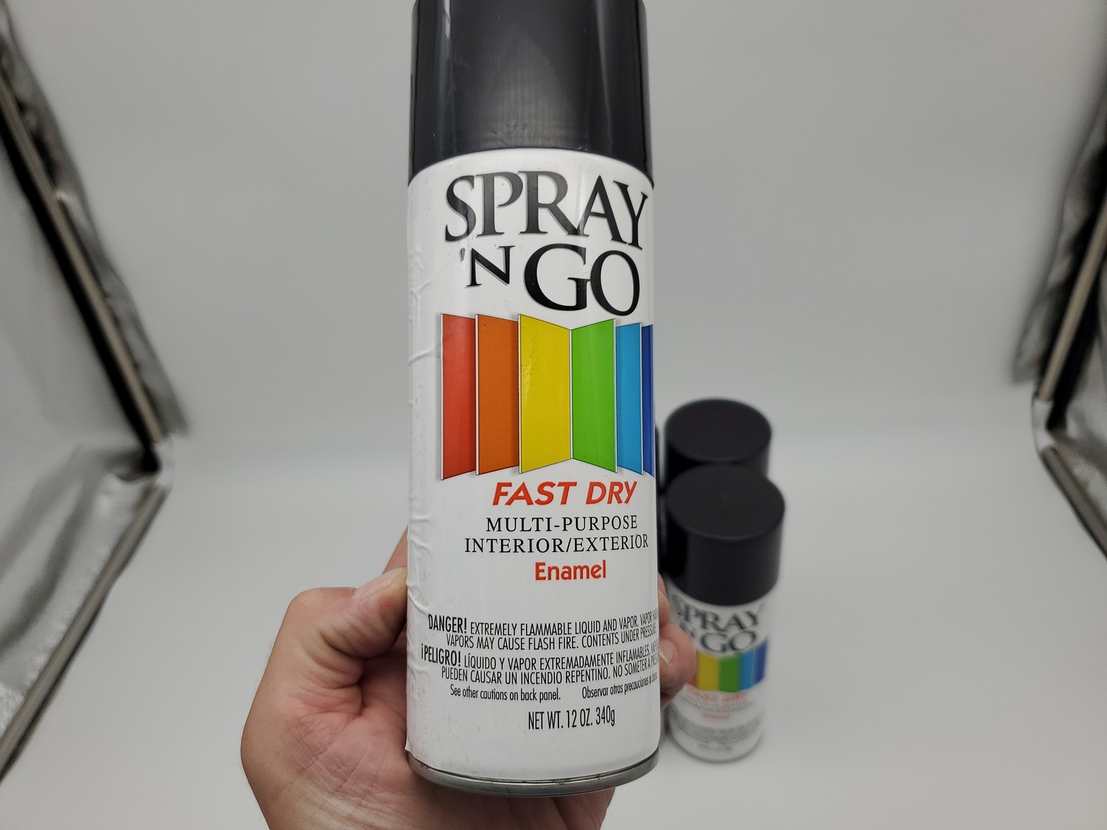 Spray 'N Go Gloss Black Enamel Spray Paint 12oz Fast Drying Pack of 6 Cans
