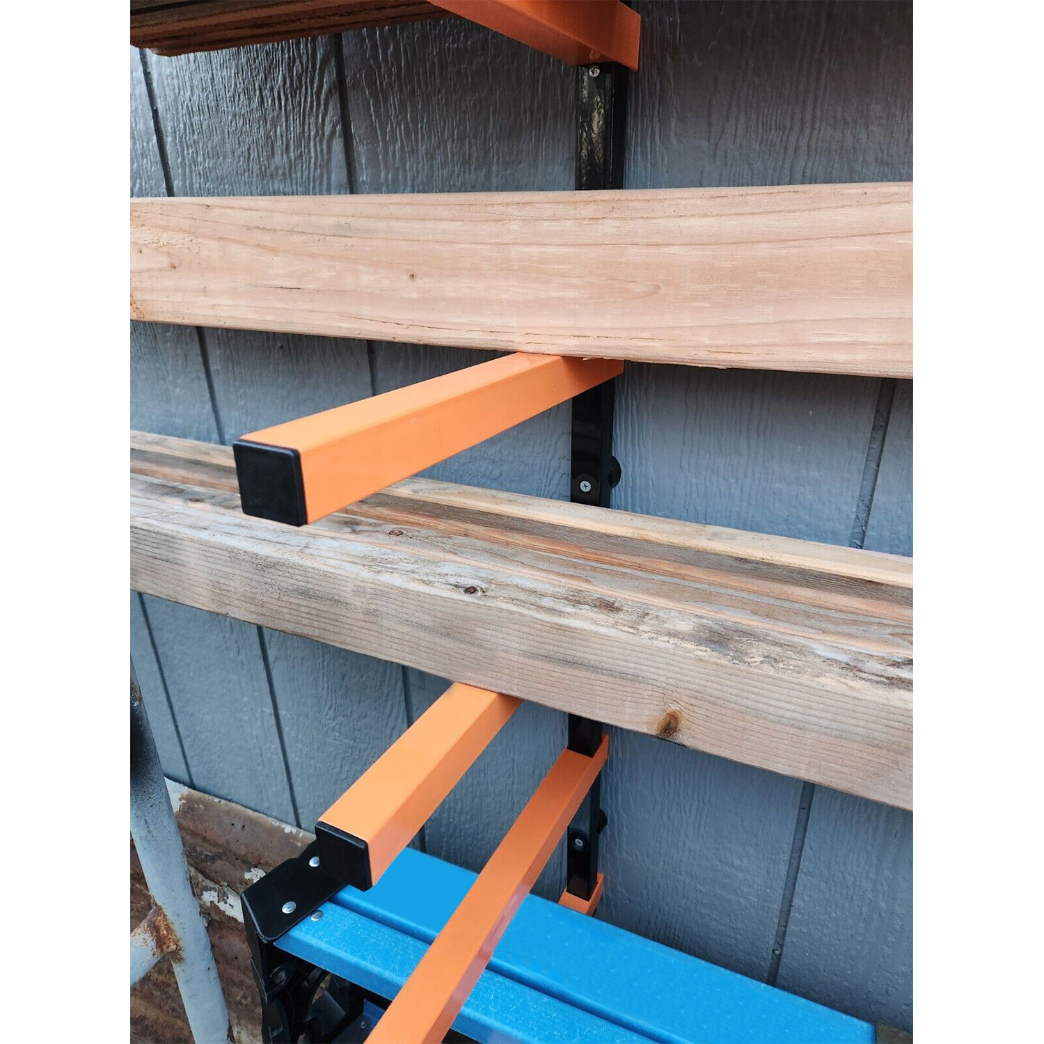 Lumber Wood Storage Metal Rack with 6-Level Wall Mount – Orange Organizer