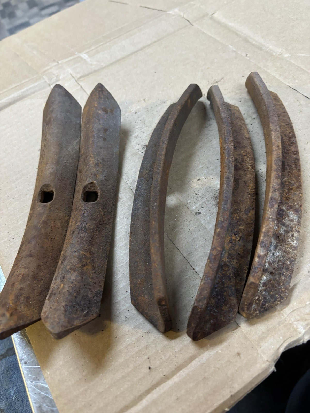 (5) Cultivator points S -tine Danish style Single 3/8 Hole old stock art welding