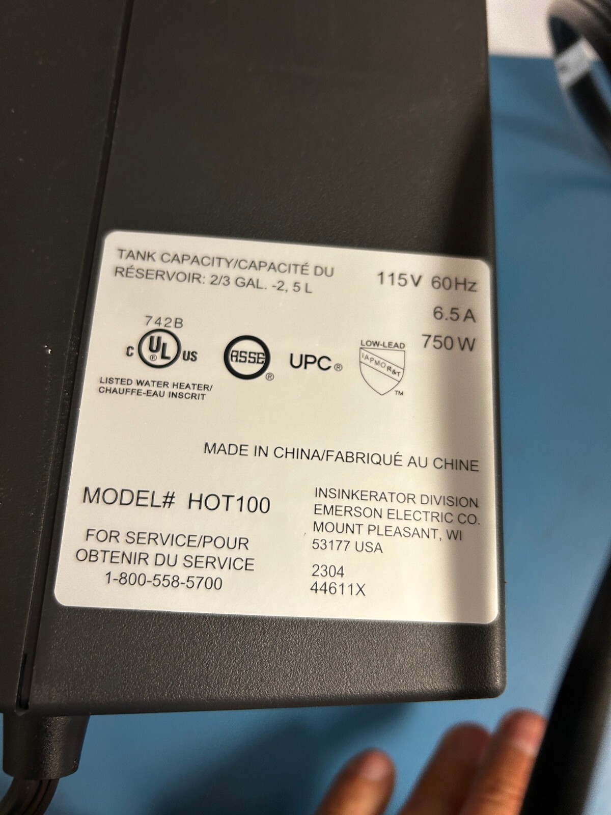 InSinkErator HWT-HOT100 Hot100/Hot150 Tank Only 44726E TANK OLY