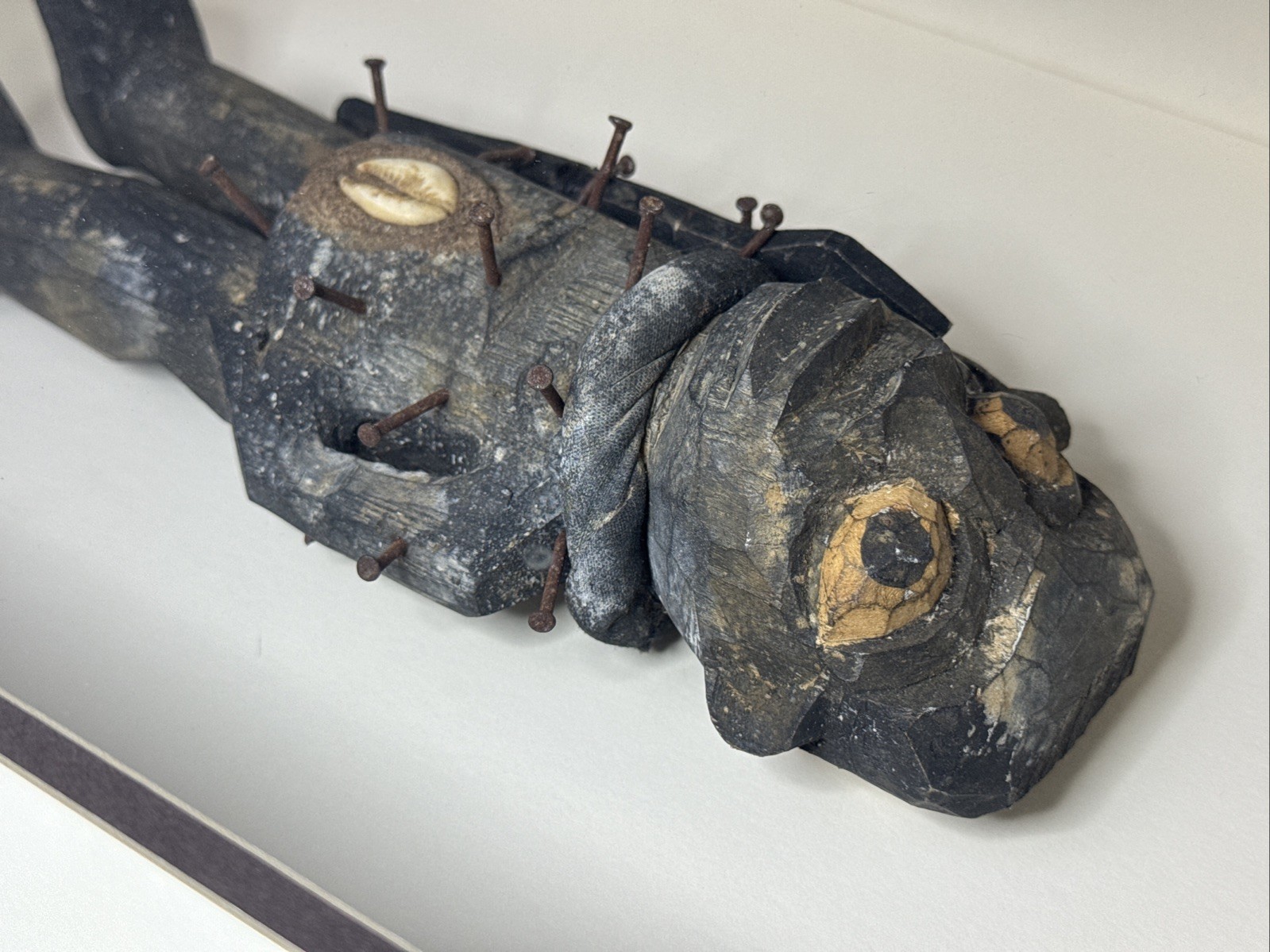 Antique African Bakongo Nkisi Nkondi Statue Nail Fetish Congo Africa FRAMED