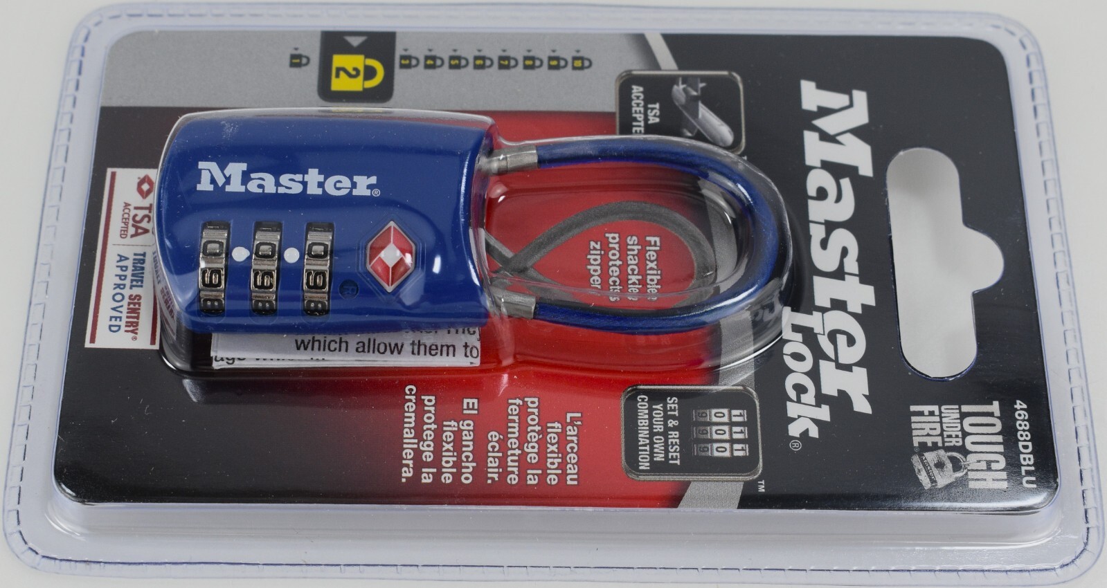 Box of 4 Master Lock 4688DBLU TSA Approved Blue 3 Dial Combination Luggage Lock