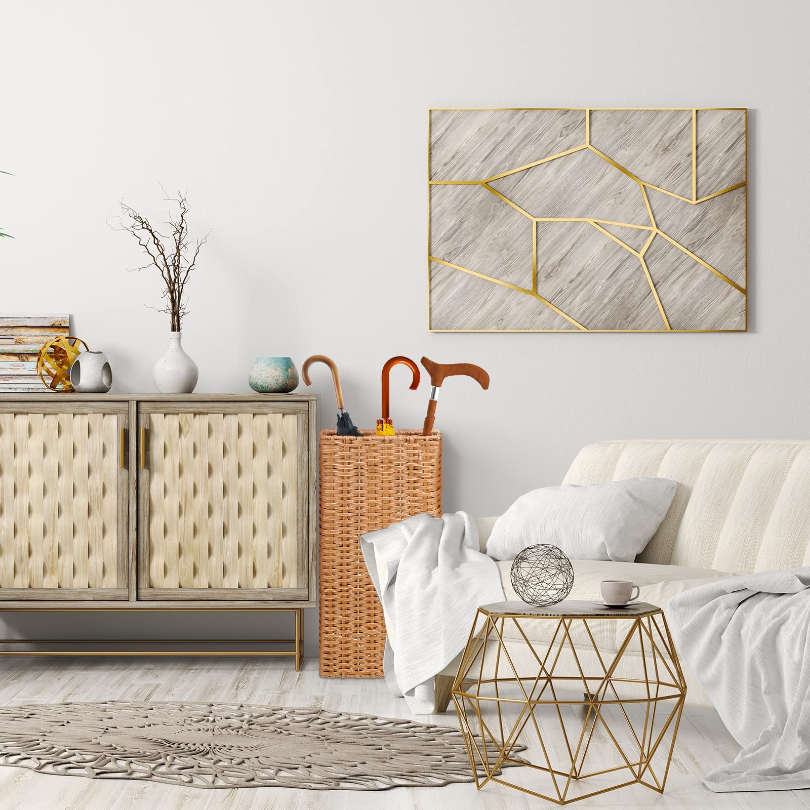 Umbrella Stand for Entryway Handmade Umbrella Holder Freestanding Cane Stand Nat