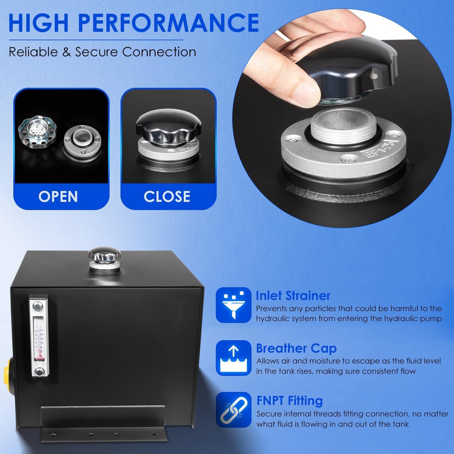 7-Gallon Hydraulic Fluid Reservoir Tank 14 Gauge Steel Oil Tank for Vehicles