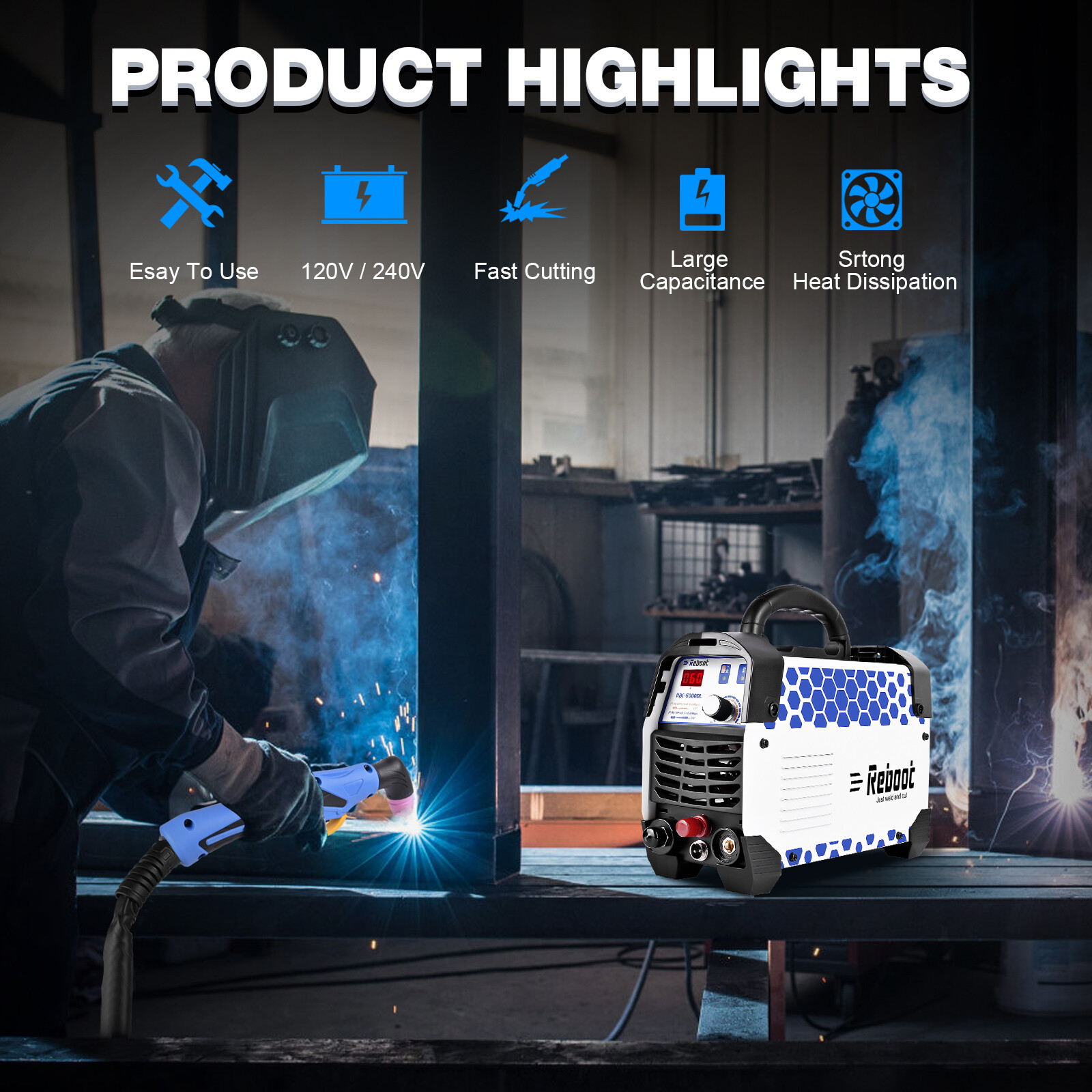 Reboot Plasma Cutter Non Touch 60 Amp CUT50DL 1/2" Clean Cut Plasma Pilot Arc US