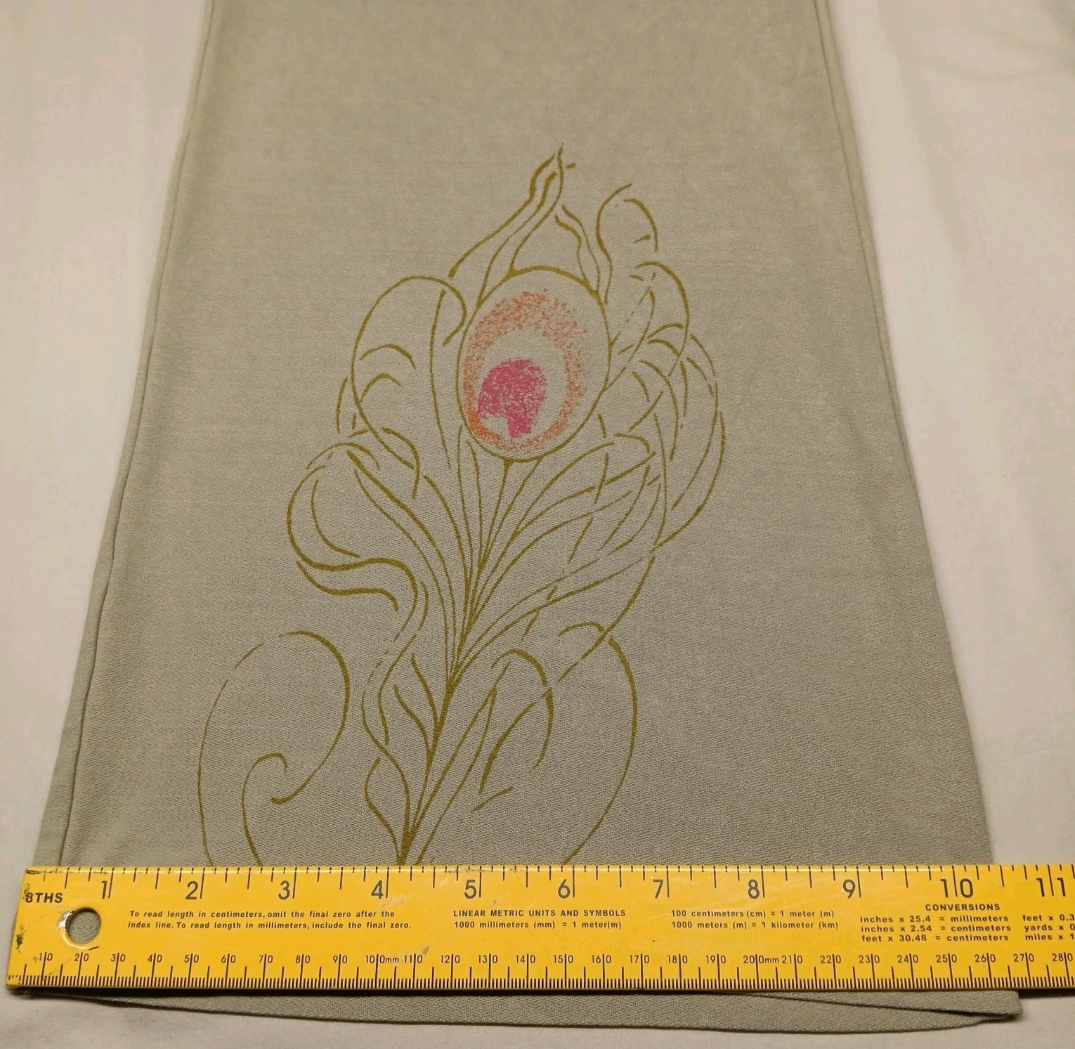 Vintage Staley Gretzinger Art to Wear Pants S Green HandPainted Peacock Feathers