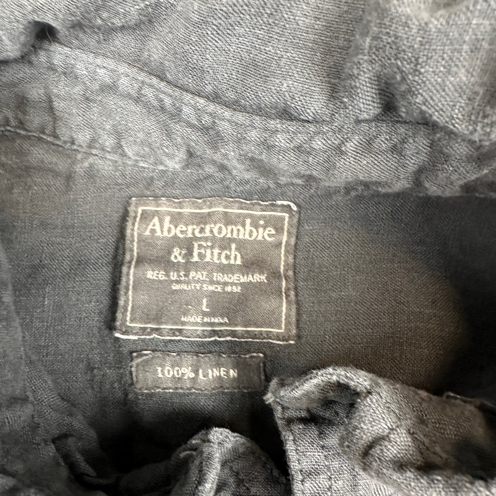 Abercrombie and Fitch Shirt Mens Large Gray 100% Linen Henley Popover Polo Y2K