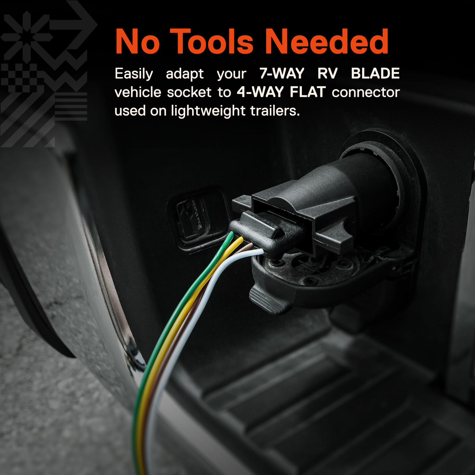 7 Pin Blade to 4 Pin Flat Trailer Adapter Wiring Plug For RV Tow Truck Lights