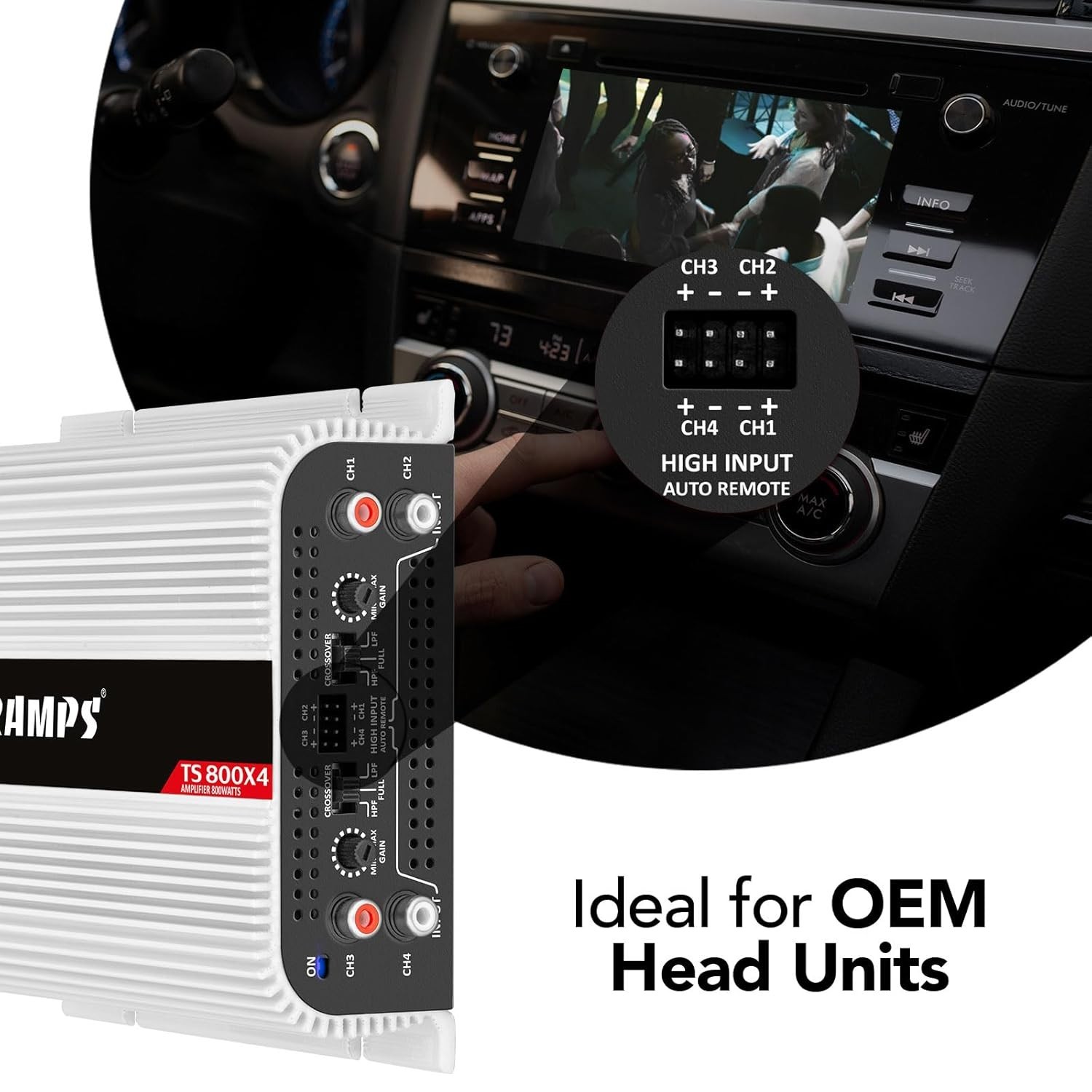 Taramps TS 800x4 1 Ohms 4 Channels High Level Input 800W Full Range Amplifier