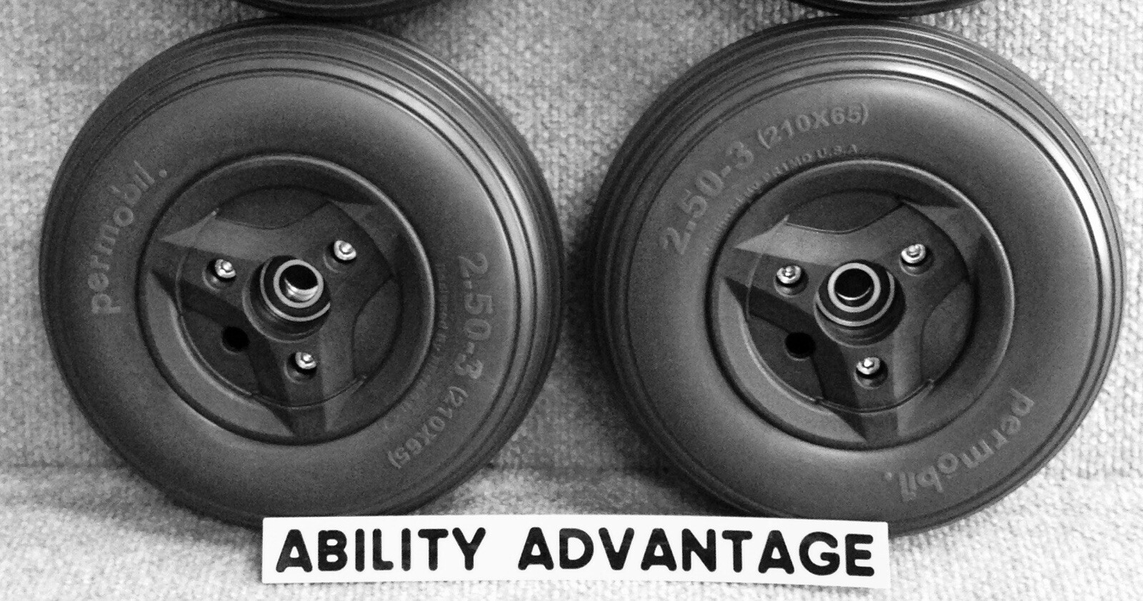 NEW: 2 PERMOBIL AGGRESSIVE SOLID CASTER TIRES for F3, F5, M5 210x65 (2.50-3).