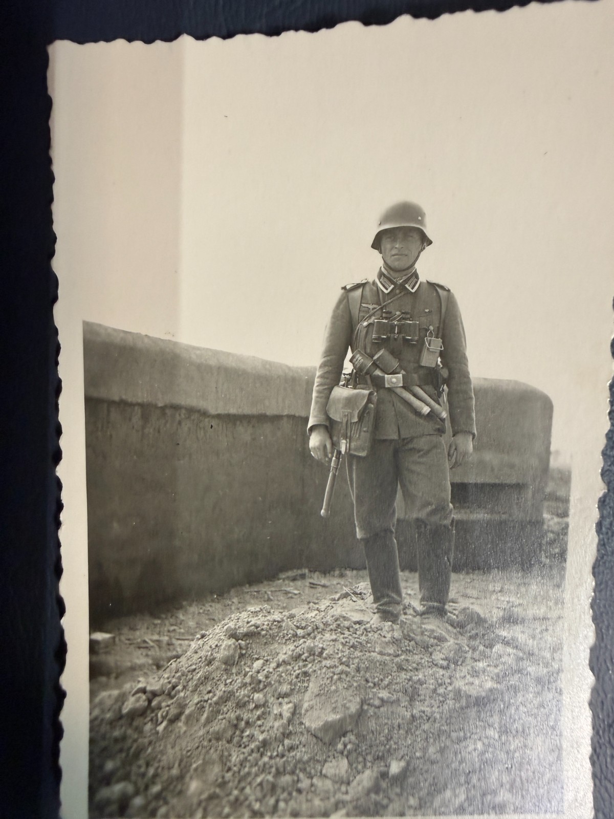 Vintage German Soldier WWII Era Original Black White Photo Military Uniform