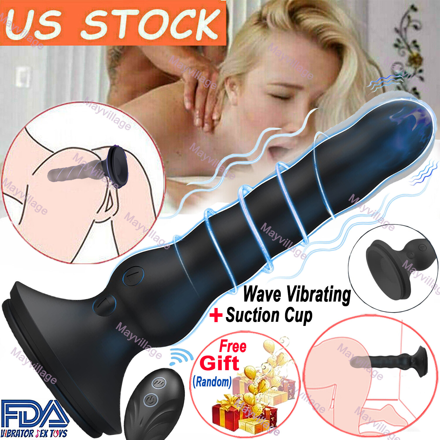 Vibrating Wave Anal Dildo Male Prostate Massager Vibrator Sex Toys for Men Women