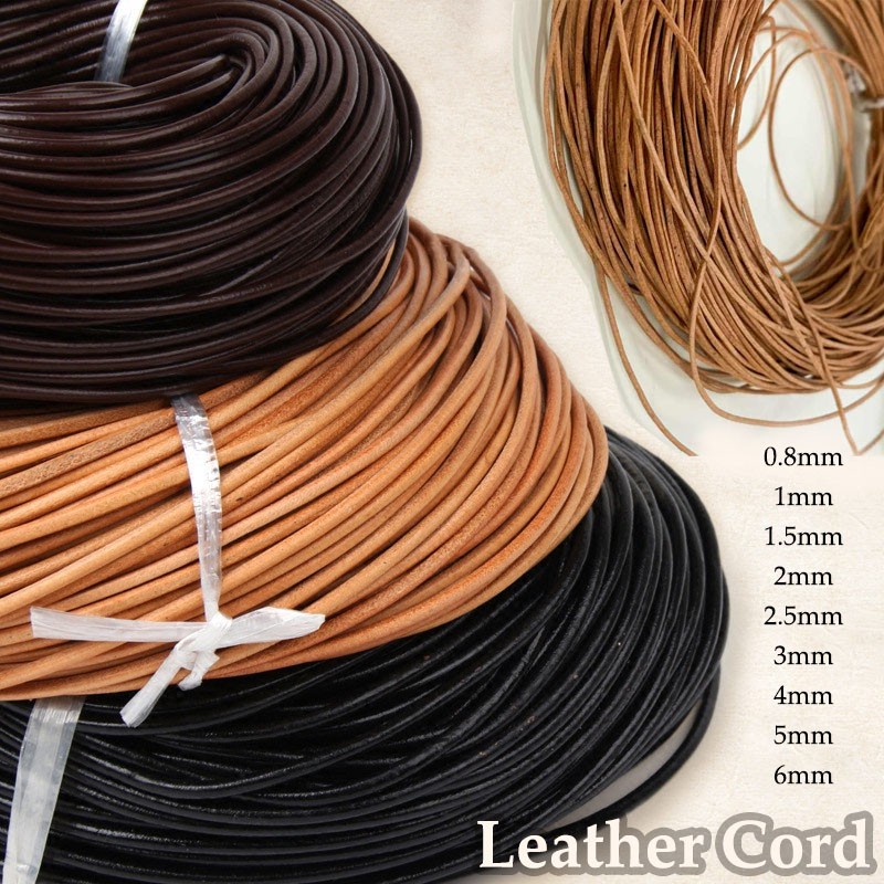 Round Real Genuine Craft Jewellery Leather String Cord Lace Thongs 0.8mm/1mm~6mm