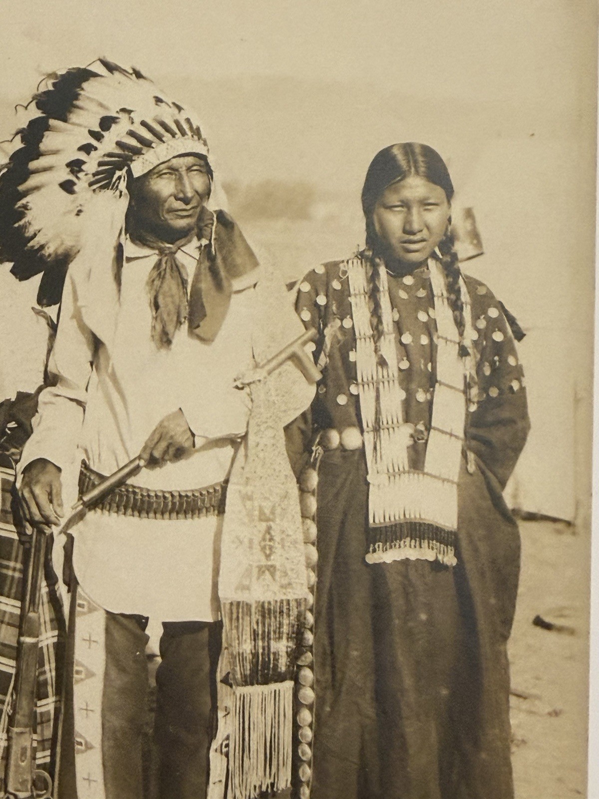 Antique Native American Indian Photograph Titled: "Jack Sits Poor, & Family"