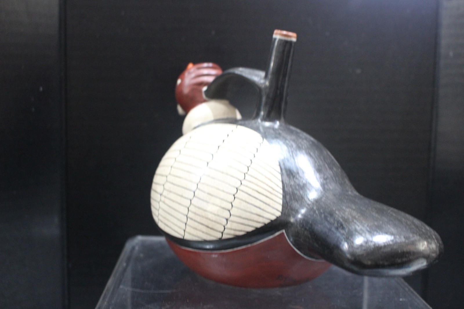 Peru Art Pottery Nazca Condor Hand Painted Ceramic Spout Reproduction Signed