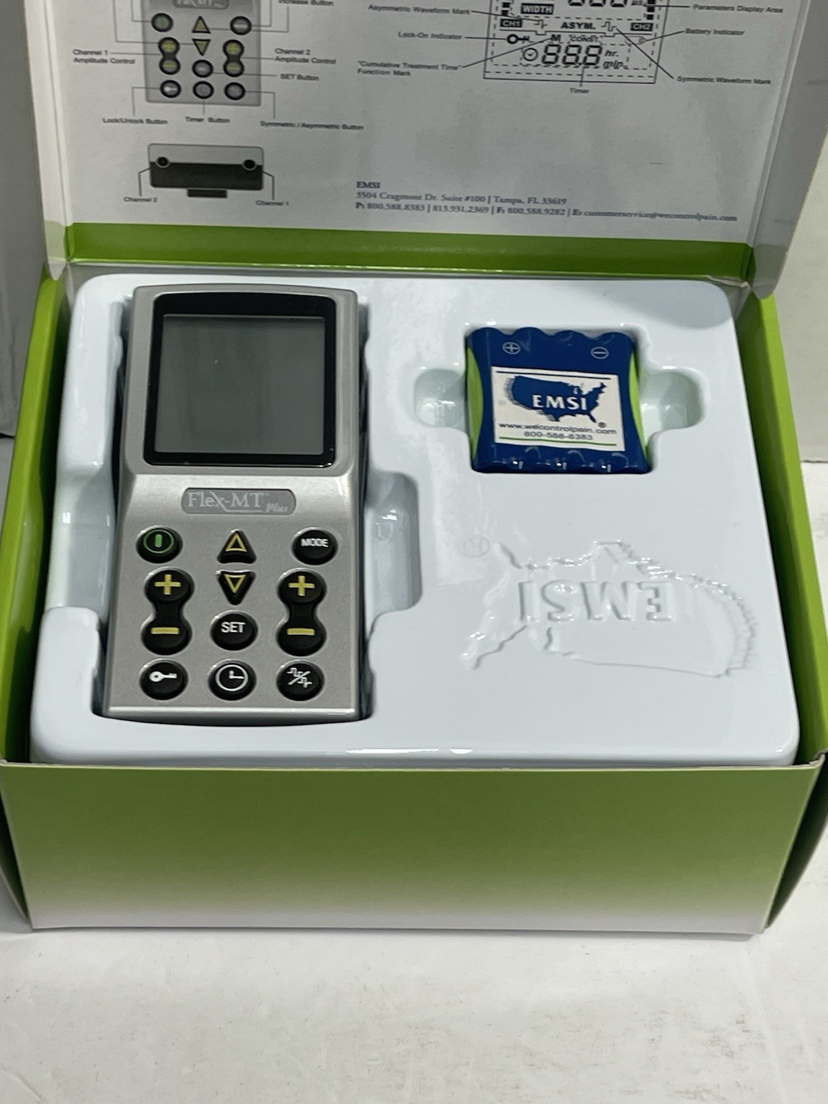 EMSI Flex-IT TENS Electrical Stimulation Unit Pads Leads Charger