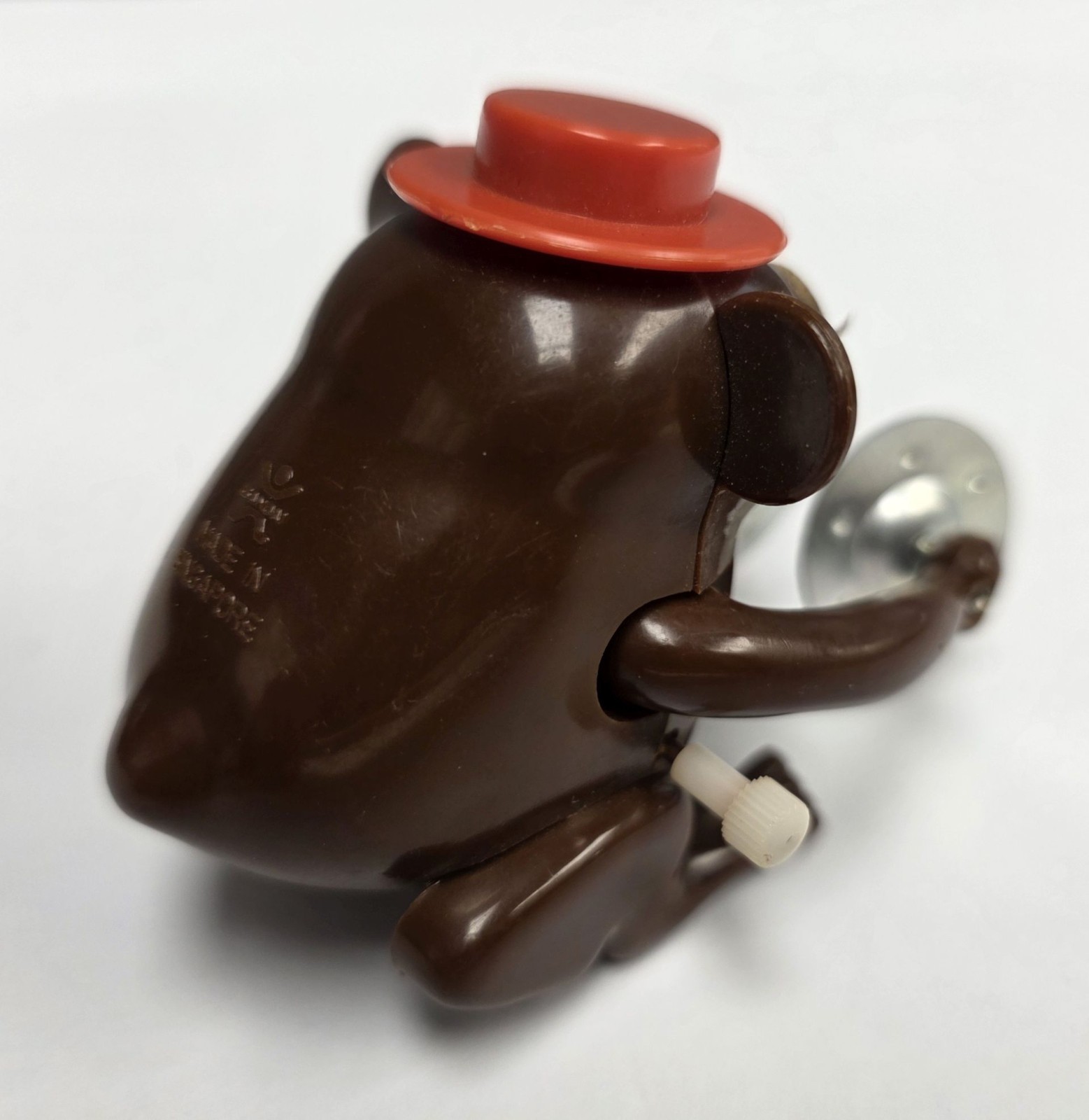 Vtg Bandai Monkey Chimpanzee Wind Up Toy Orange Hat Cymbals WORKS Singapore