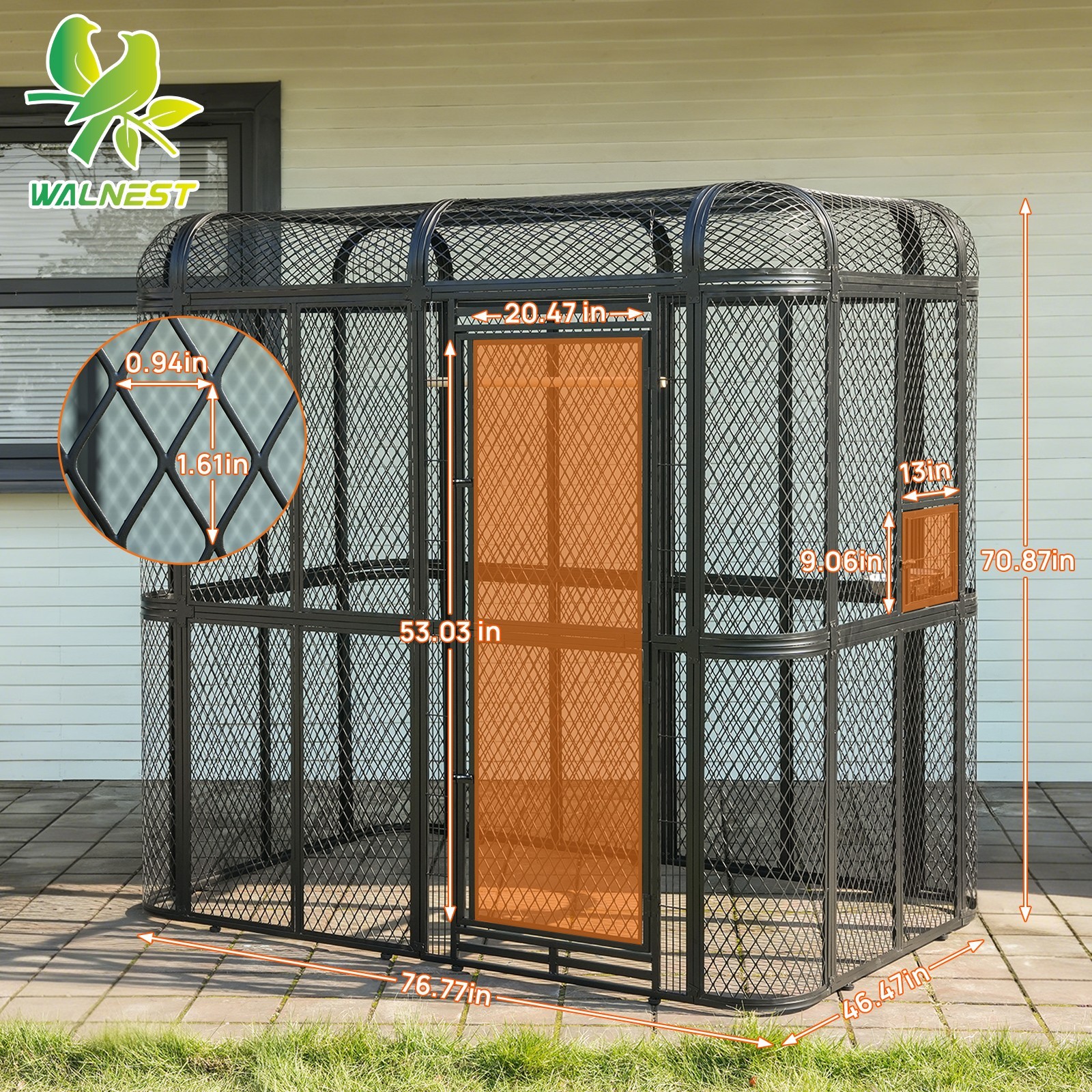Extra Large Flight Metal Bird Cage Aviary Parrot Macaw Finch Tight Bar Spacing