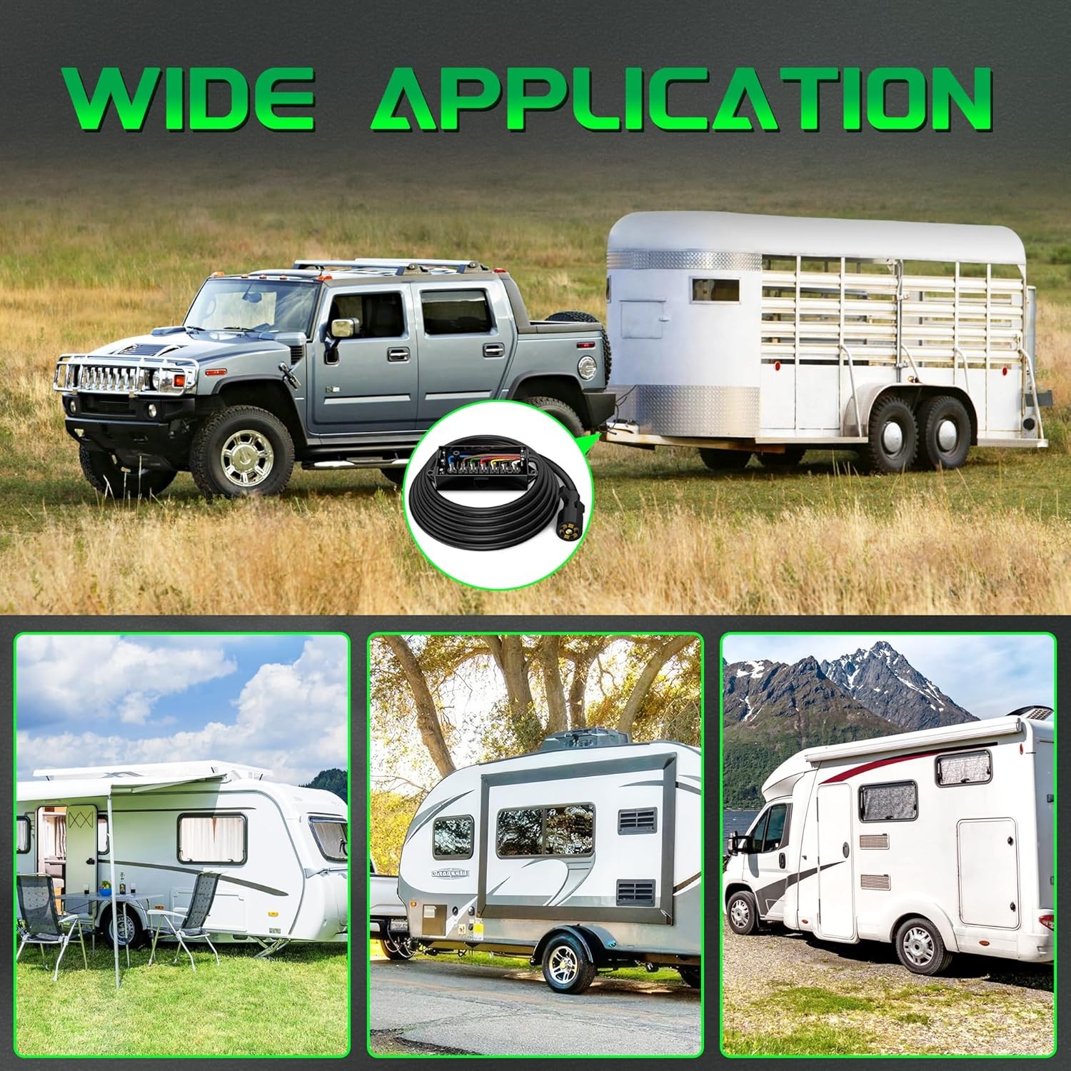 7-Way Trailer Plug 7 Pin Trailer Weatherproof Trailer Wiring Harness Connector